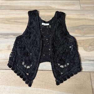 English Rose Black Lace Top